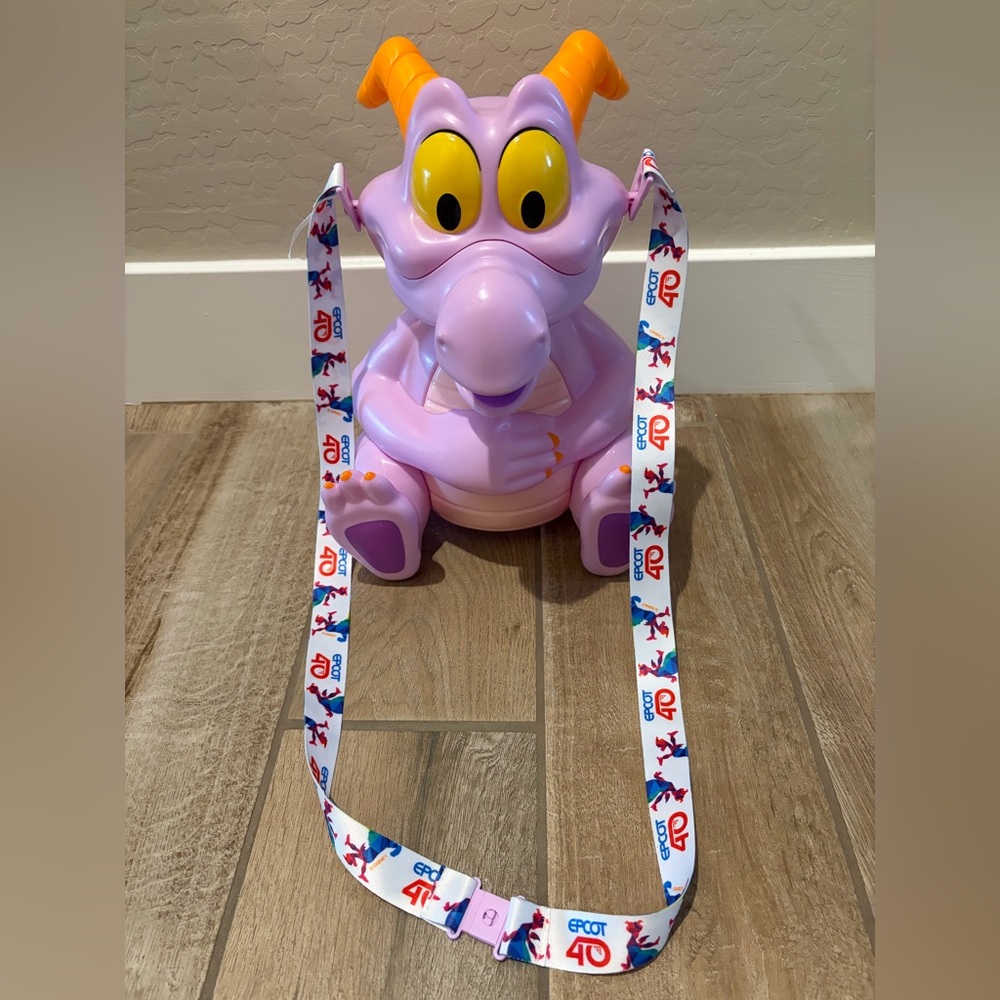 Disney EPCOT 40th Anniversary Figment Popcorn Bucket Purple Dragon with Lanyard